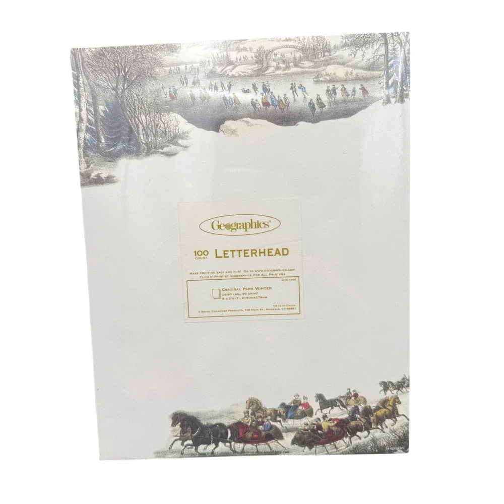 Geographics Central Park Winter Letterhead 100 Count 8.5x11 Christmas Paper